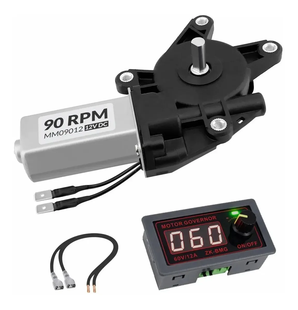 Motor Dc Com Caixa De Redução 90 Rpm + Controlador Pwm