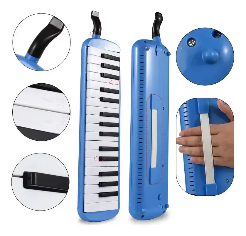 Escaleta Melódica 32 Teclas Melodica Compacta Azul Com Capa