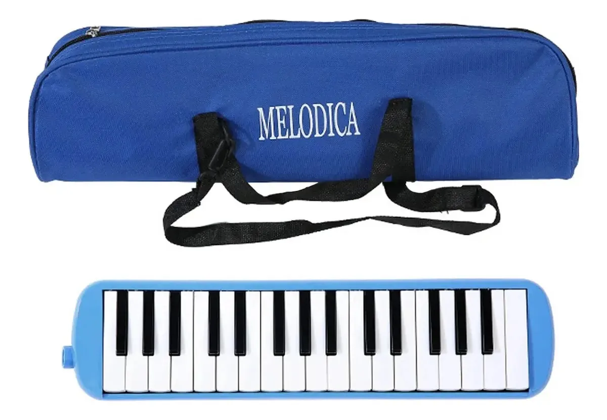 Escaleta Melódica 37 Teclas Rosa Pk Com Bag Gaita Acessorio Azul