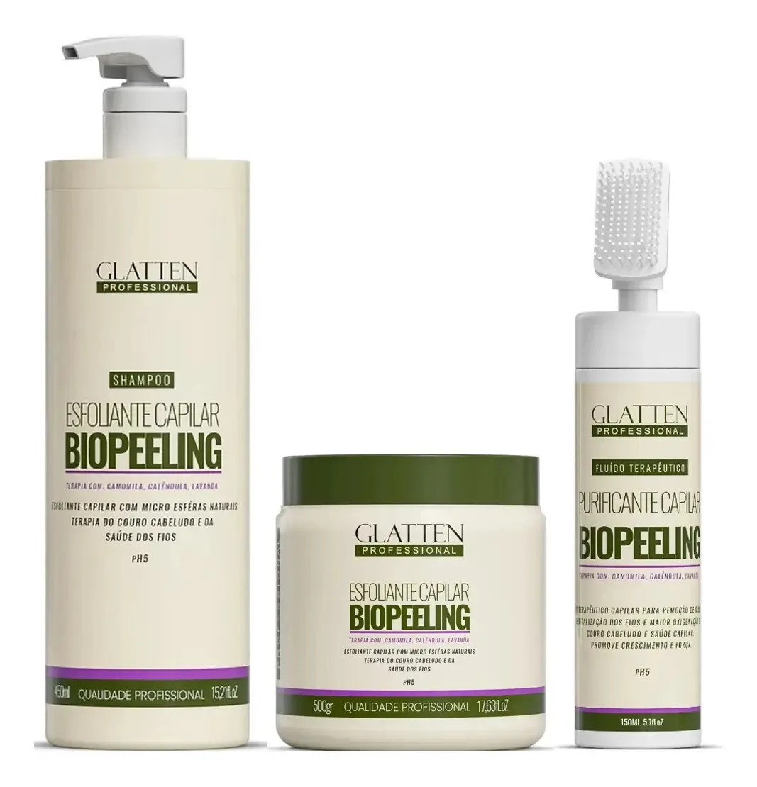 Glatten Biopeeling Shampoo E Máscara E Fluído