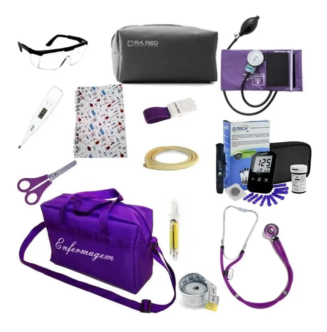 Kit De Enfermagem Medidor De Glicose Bolsas Cores Top Roxo