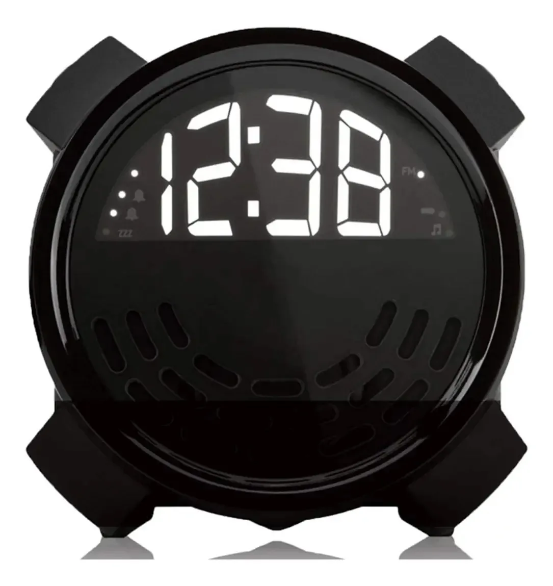 Rádio despertador Karfri, rádio FM de cabeceira, despertador eletrônico digital brilhante, carregamento de LED para seu telefone, despertador, rádio-relógio digital, laranja (laranja) (preto)