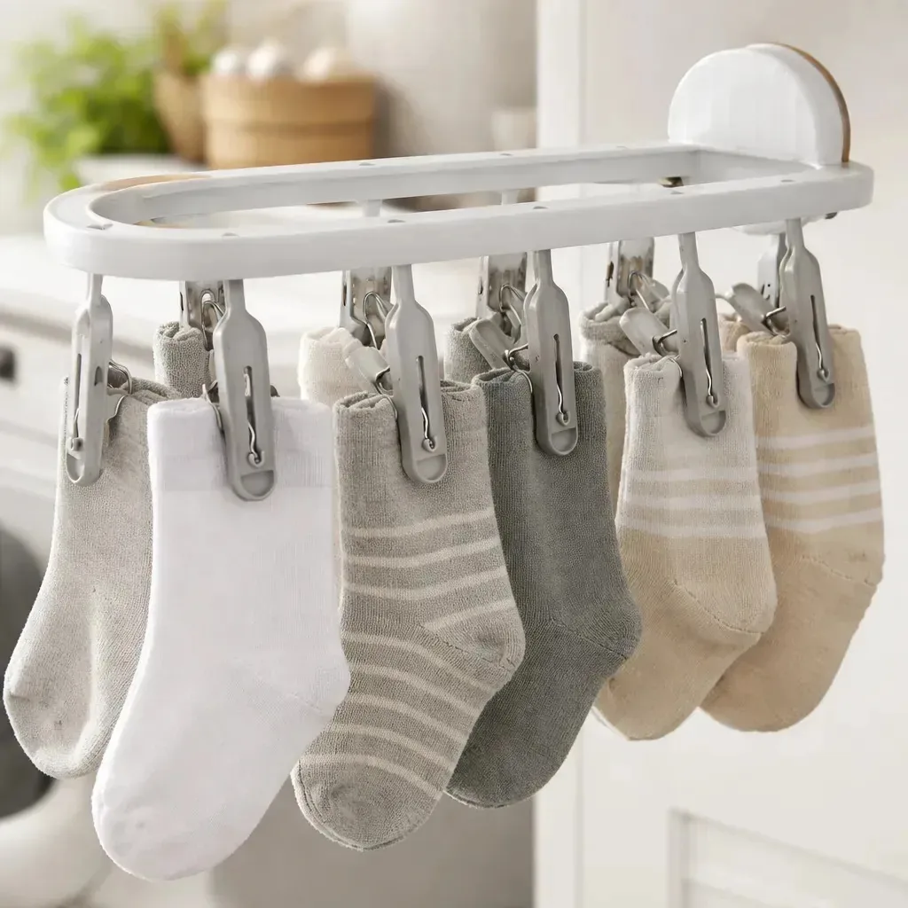 Cabide de varal para roupa íntima 9 palitos cinza