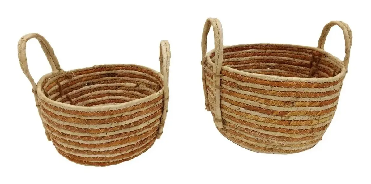 Cesta de vasos de flores de vime Seagrass Yute M3 L - Sheshu Home Color marrom/combinada