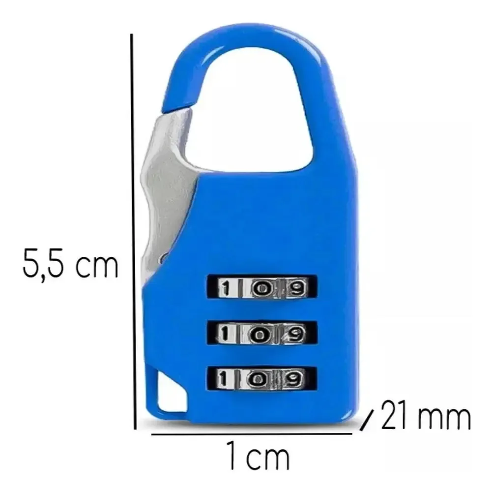 Cadeado Segredo Armario Mala 21mm Senha 3 Digitos Tsa Bolsa Sortido