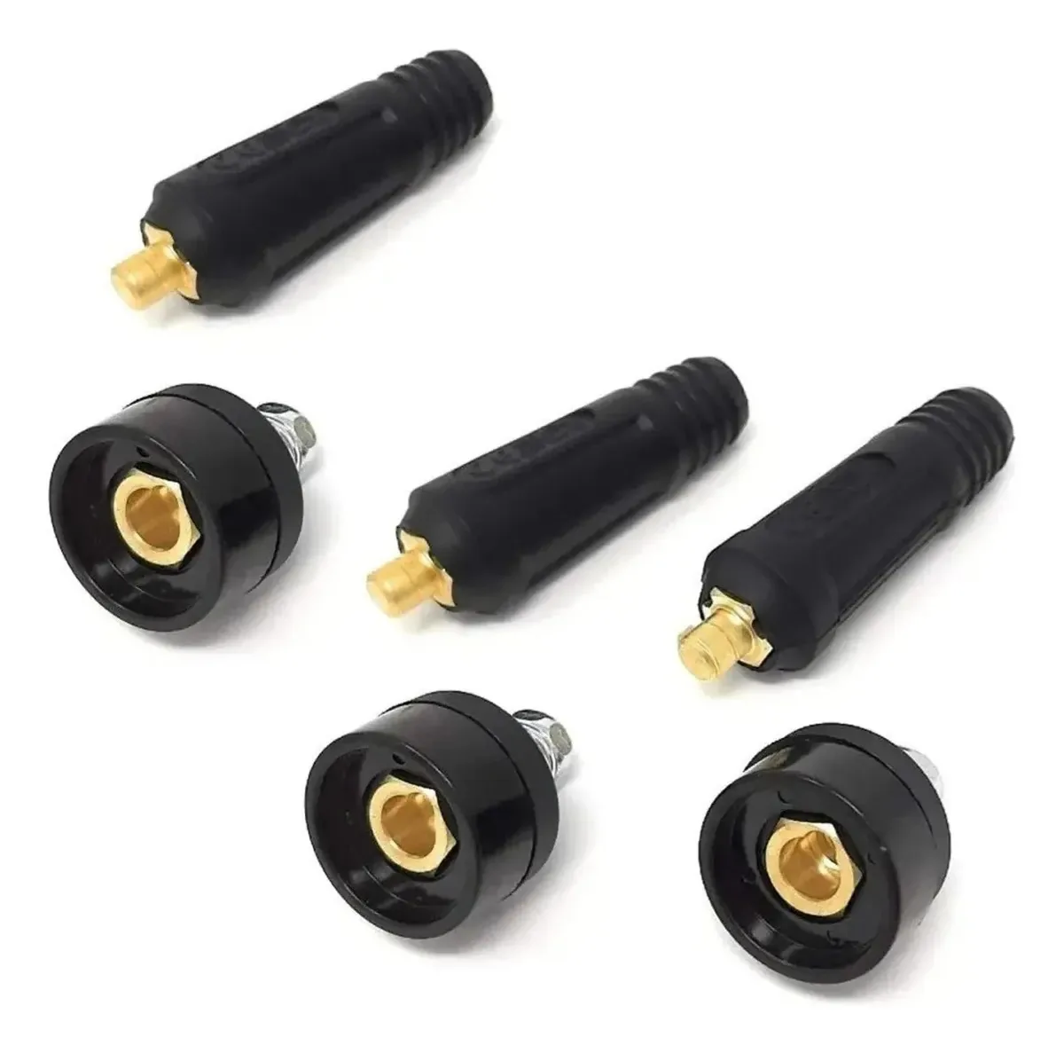 Pacote de 3 conectores rápidos de cobre 10/25 para soldar preto (contatos dourados)