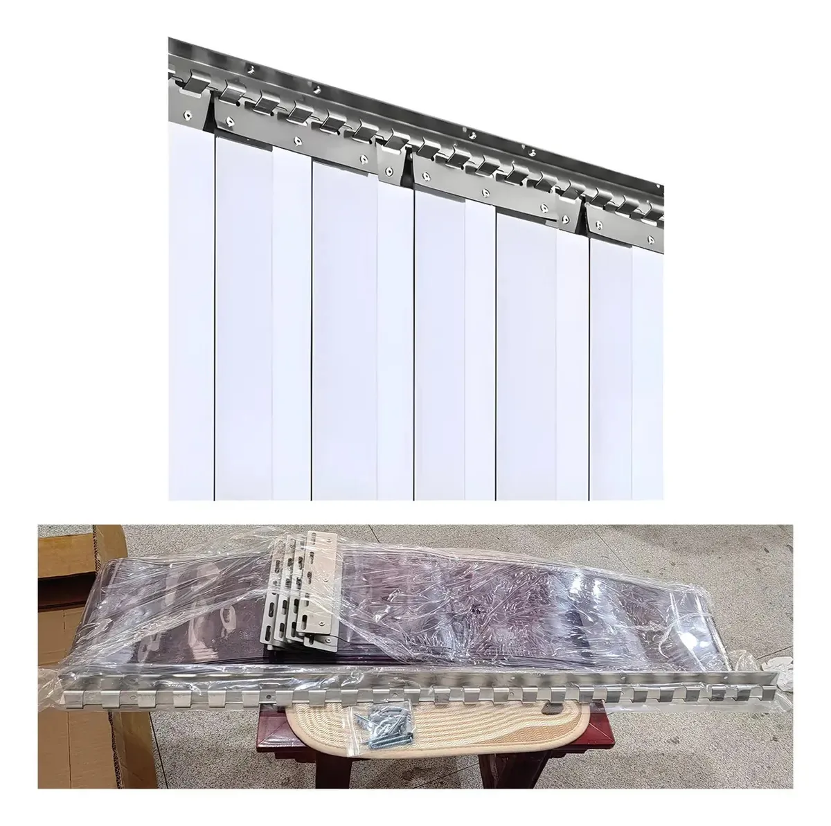Cortina havaiana de 6 peças 20x220cm com suporte de aço inoxidável 1m transparente