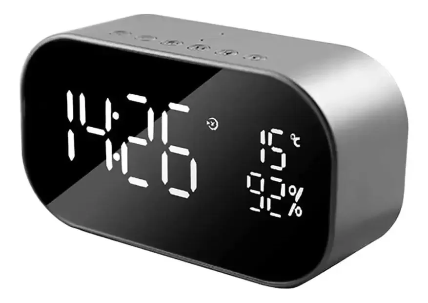 Despertador eletrônico Gerrit, despertador, rádio, relógios digitais, mesa de cabeceira com som estéreo, rádio FM, Bluetooth 4.2, entrada auxiliar para cartão TF, ajustável, função soneca, prateado