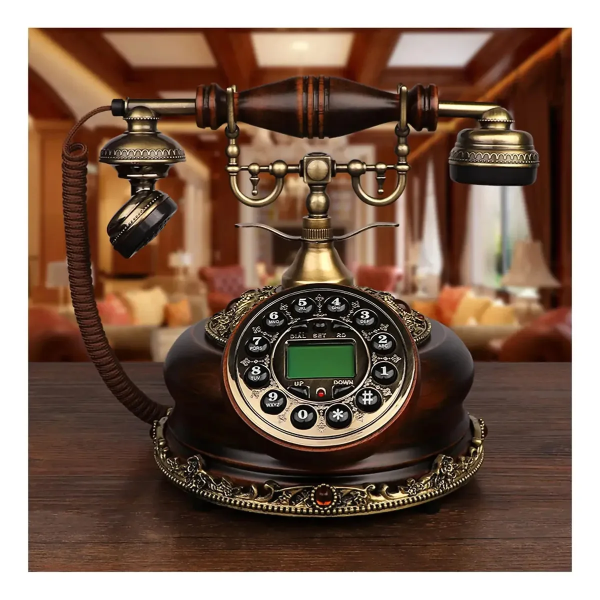Telefone com fio retrô Frplowcg, com discagem por botões, telefone fixo, telefones residenciais vintage, para decoração de escritórios e hotéis.