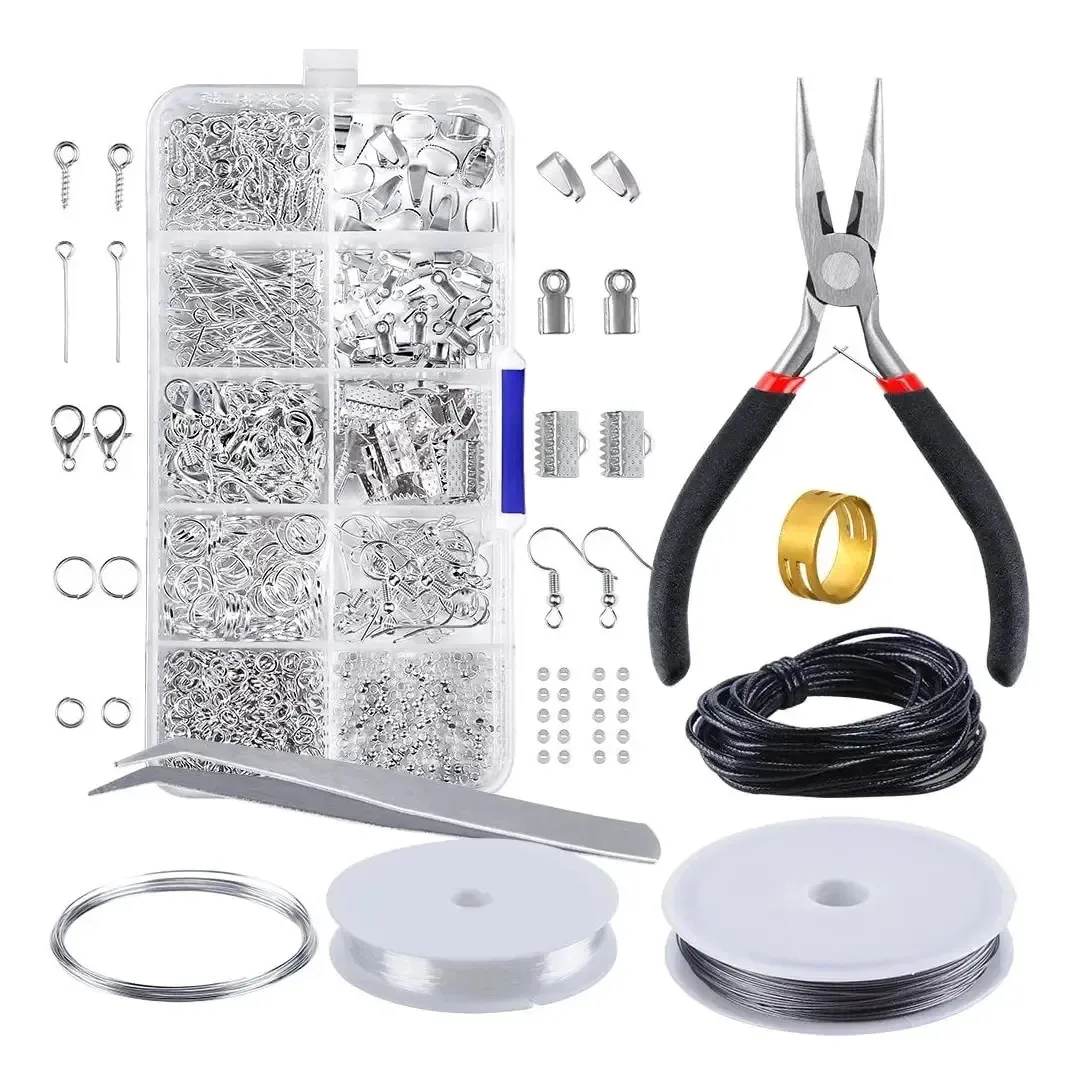 Kit de joias de 905 peças para fazer brincos, gancho, joias