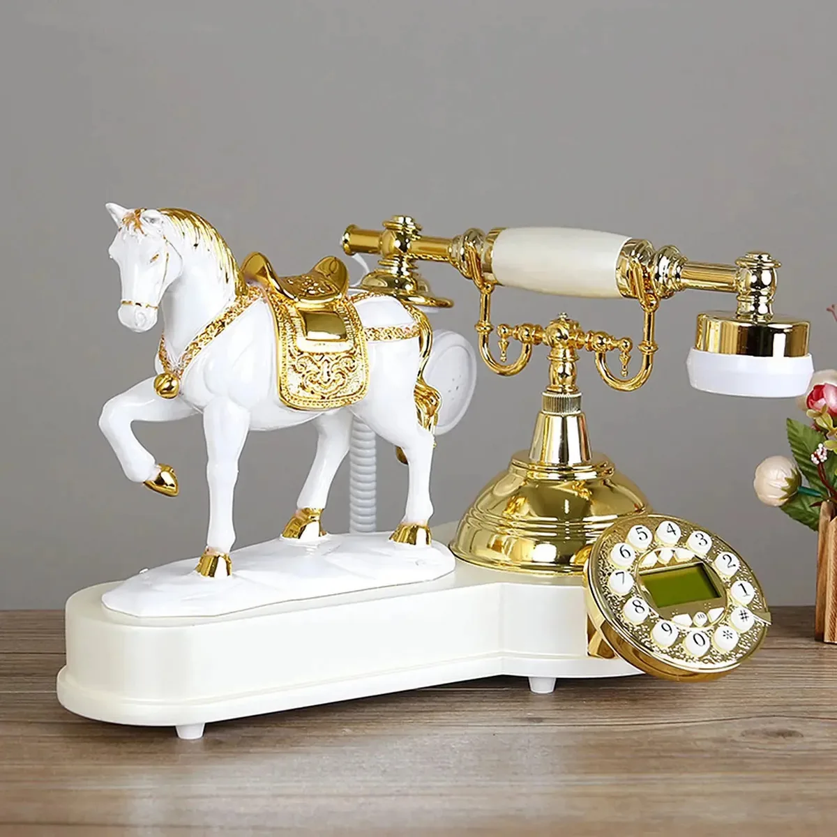 Telefone com fio CMJSGG, telefone fixo antigo retrô com botões, telefone residencial vintage, ideal para decoração de escritório, escola e cinema.