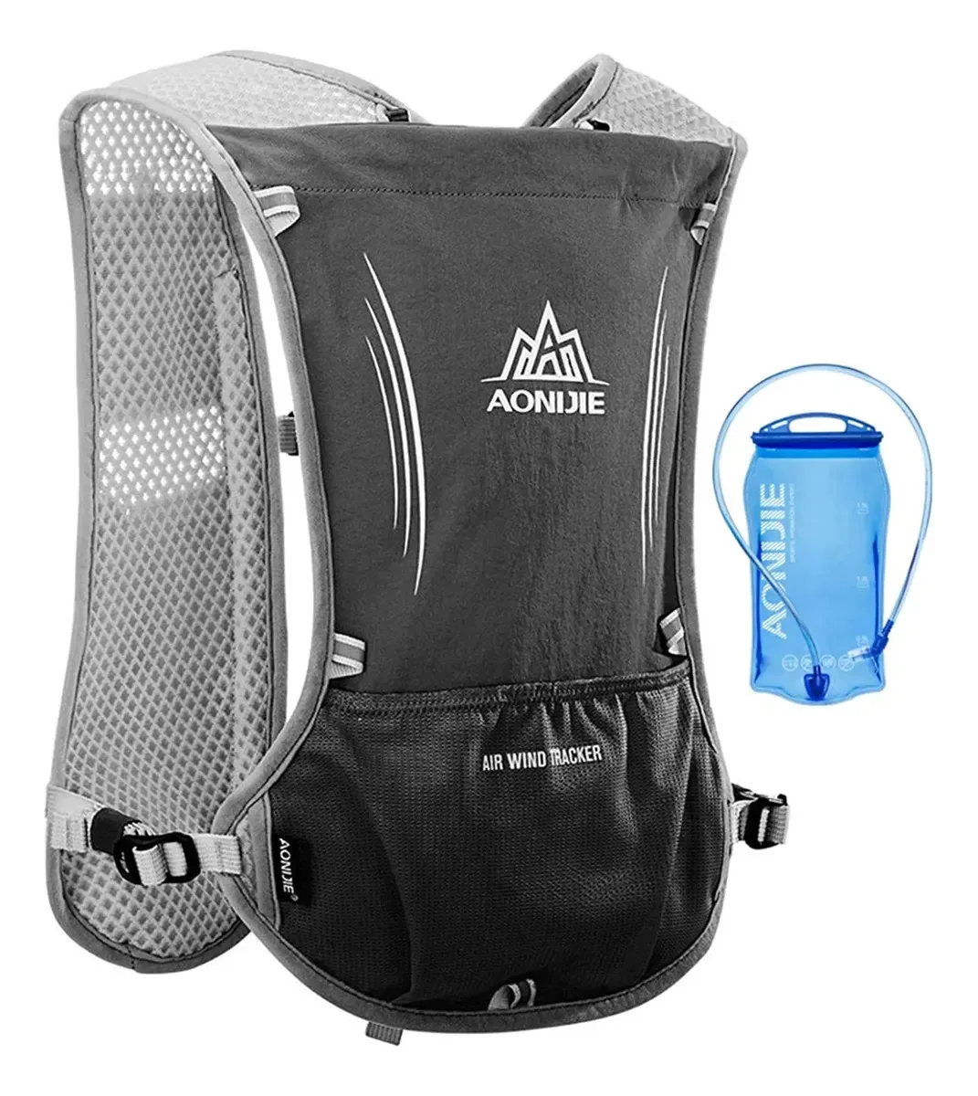 Mochila de corrida Win 5l de hidratação leve preta+preta