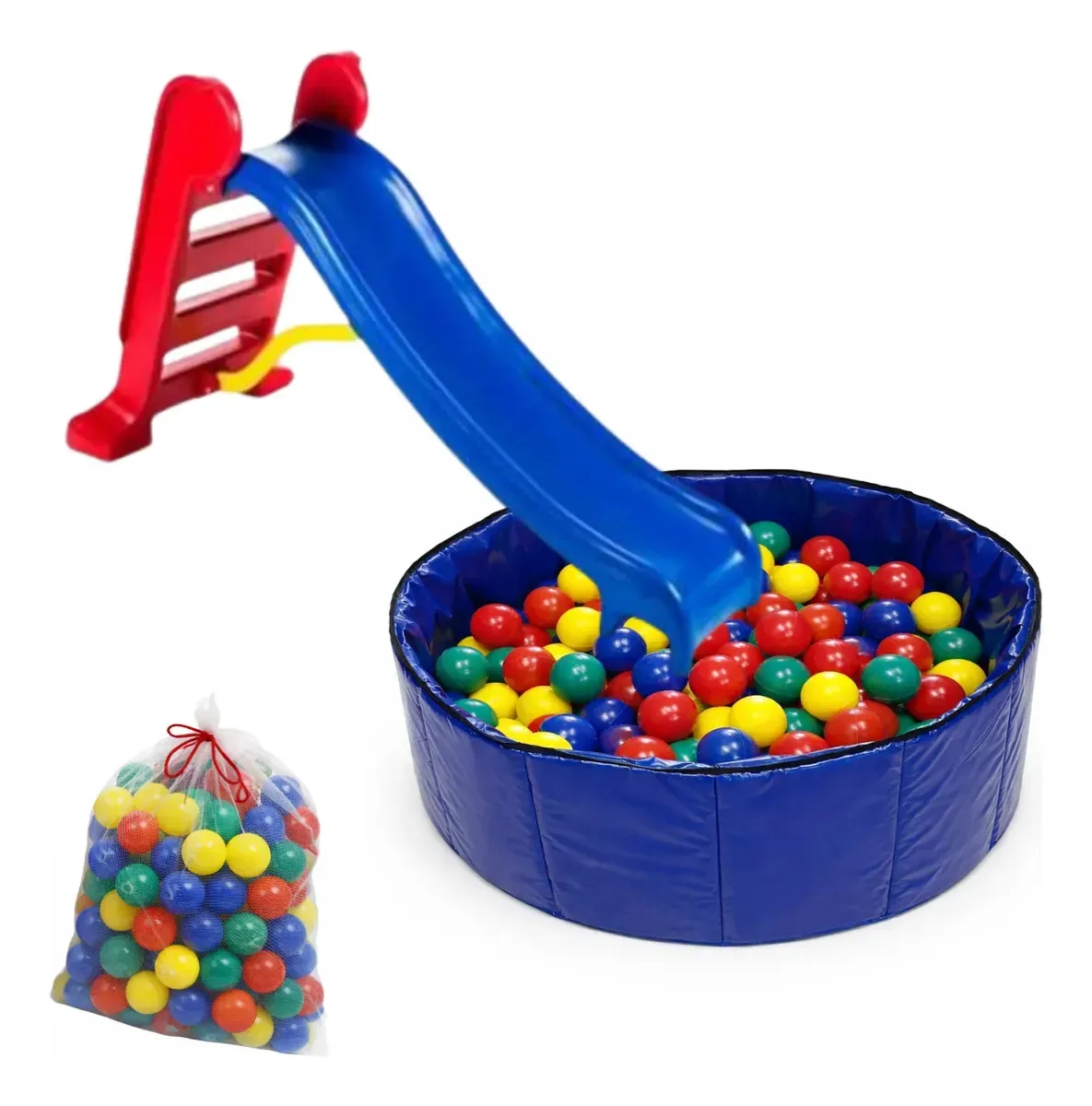 Toboágua com Piscina de Bolinhas Azul para Crianças Malo Toys 1.5m com 100 Bolinhas