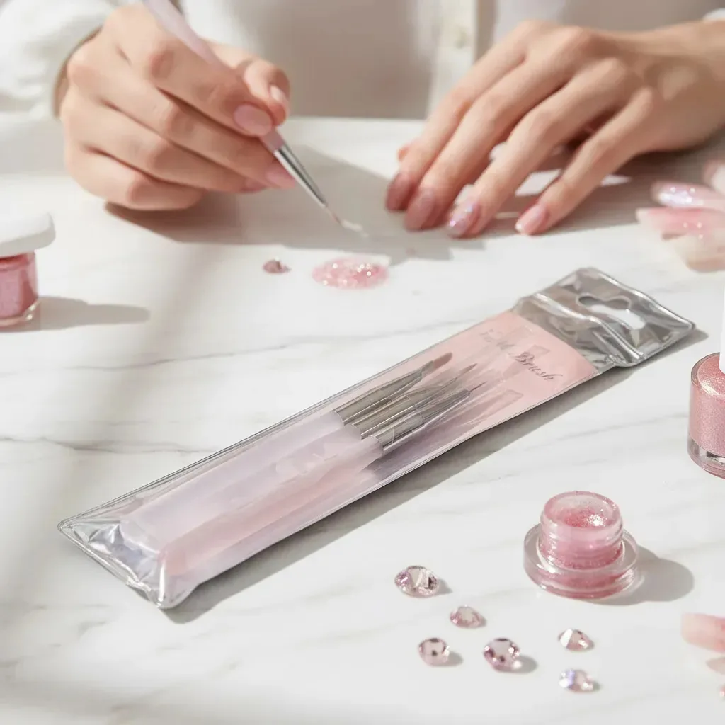 Escova de acrílico rosa para decoração de unhas x 3 unidades rosa