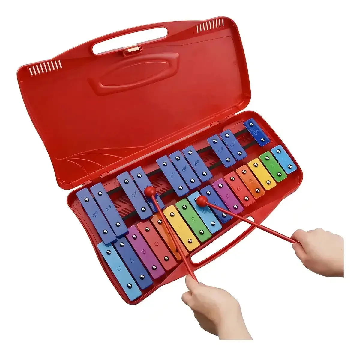 Metalofone cromático de 25 notas, cor escolar, vermelho