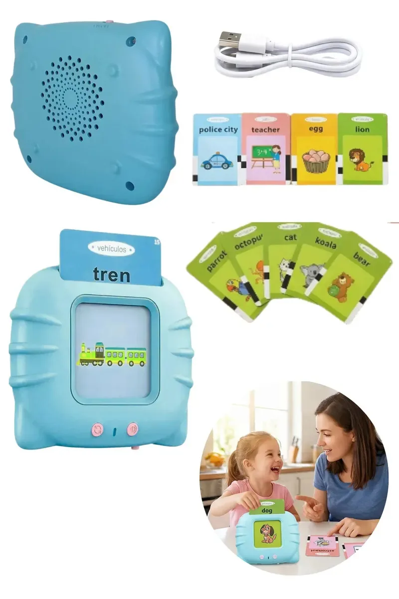Jogo didático 112, placas de som educacionais, USB, alto-falantes infantis, 224 palavras, aprendizagem bilíngue, leitura, espanhol, inglês