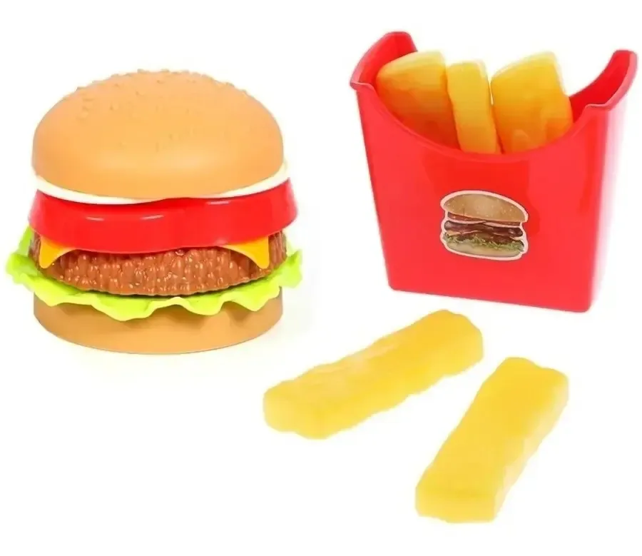 Brinquedos educativos de hambúrguer e batatas fritas