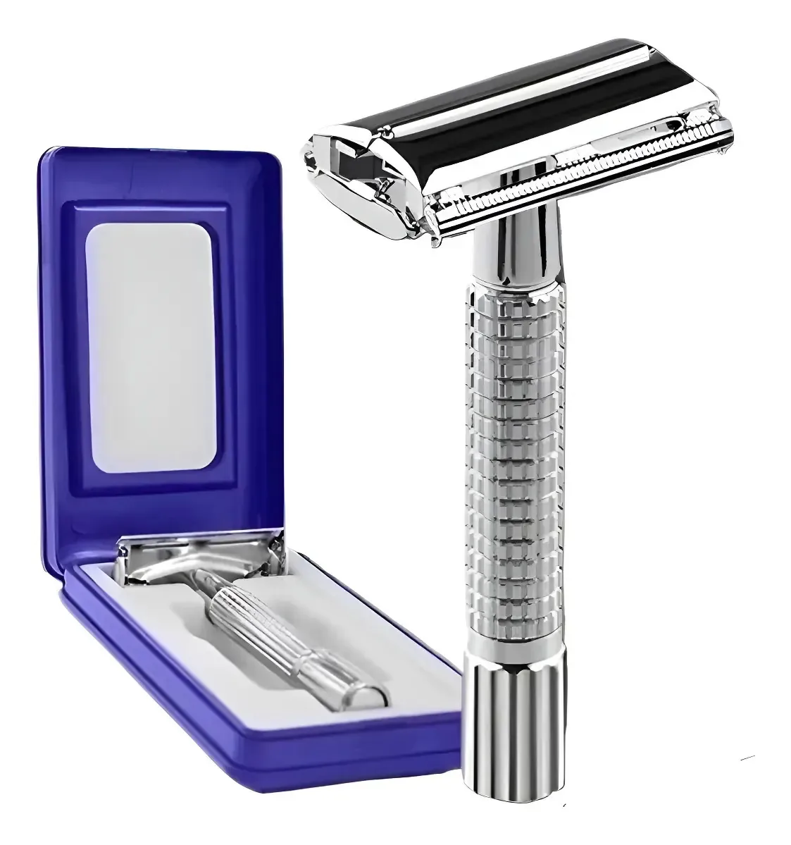 Barbeador de aço inoxidável Razor com espelho cinza