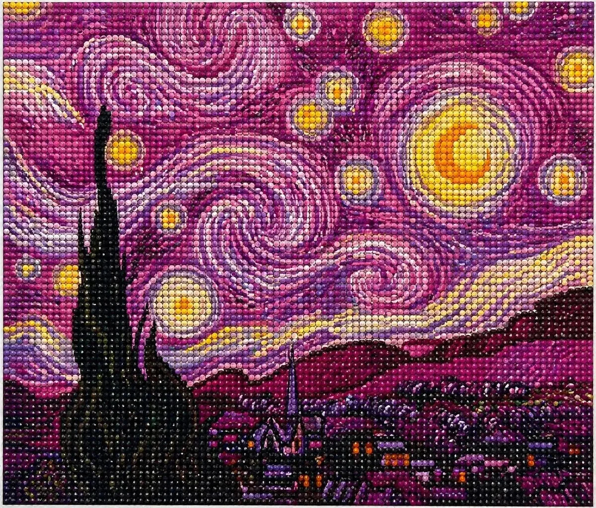 Kit de pintura de diamantes 50x40 rosa Starry Night
