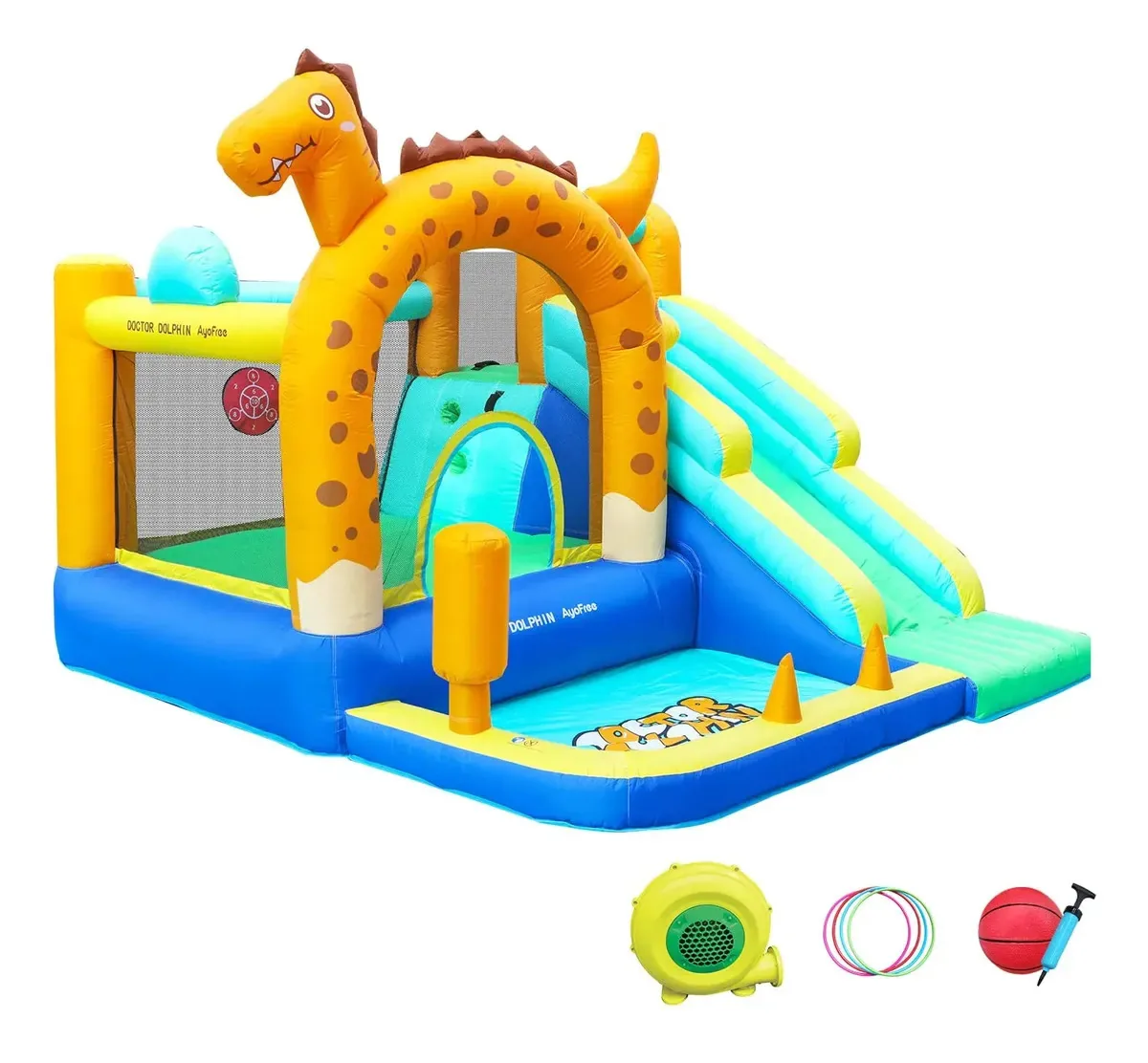 Dinosaur Bouncy Castle com túneis para crianças de 3 anos