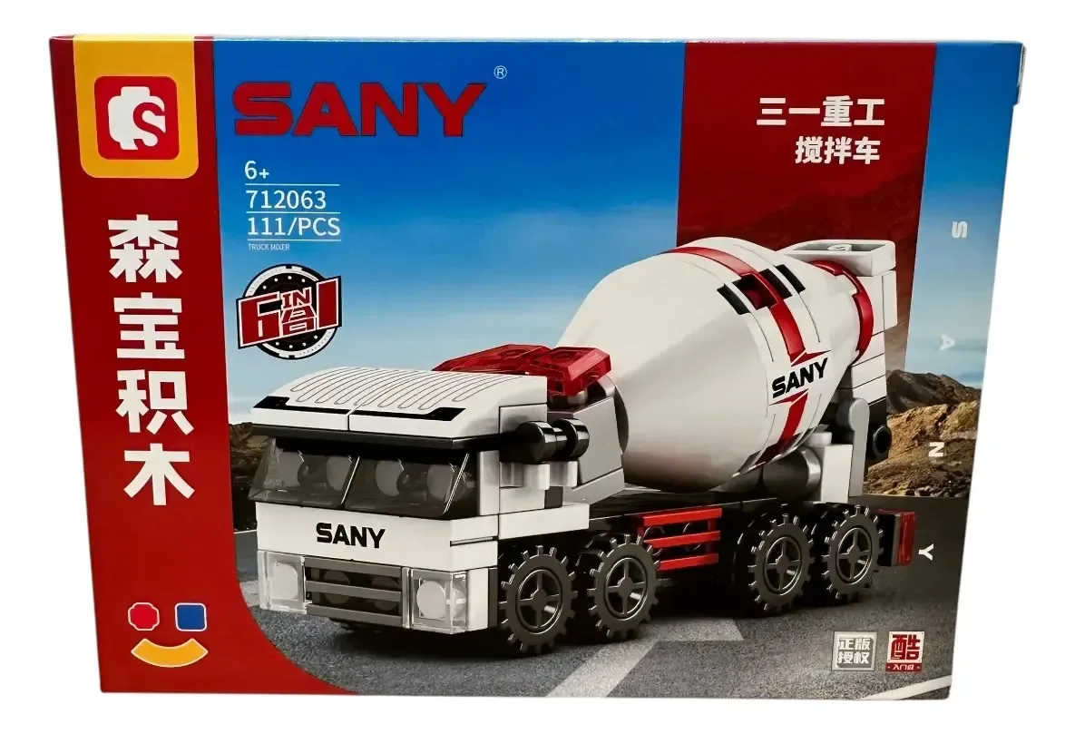 Blocos para máquinas de armas Sany De Construccions 6 em 1 Número de peças 111 Versão do personagem Cement Truck