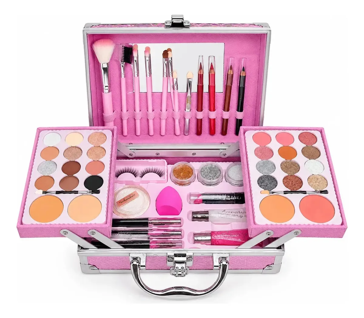Maleta De Maquiagem Completa Profissional - Edição Luxo Rose