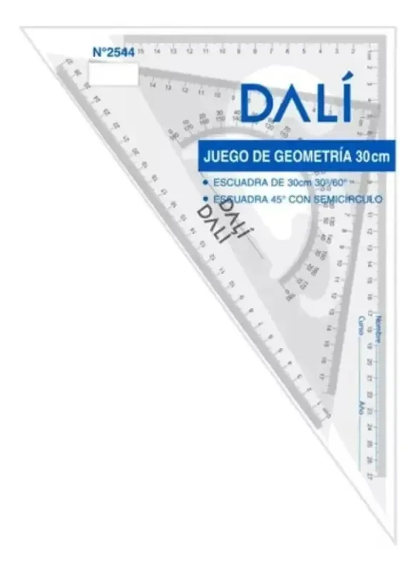 Conjunto quadrado X 2 materiais escolares de 30 cm Dalí Transparente