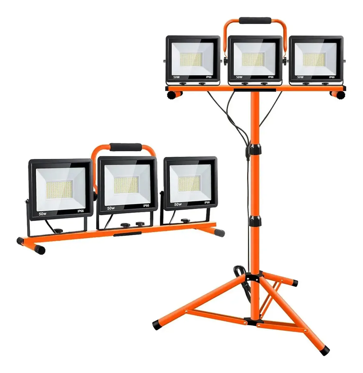 Tripé com 3 refletores LED portáteis e altura ajustável