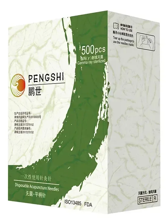 500 agulhas de acupuntura Pengshi sem tubo guia, caixa de 0,30x75mm