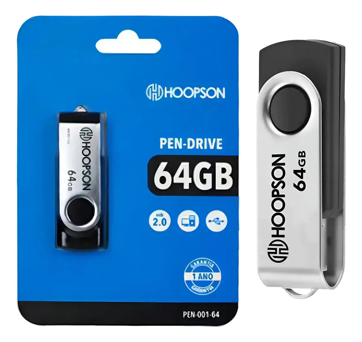 Pen Drive Hoopson 64 Gb Usb 2.0 Preto