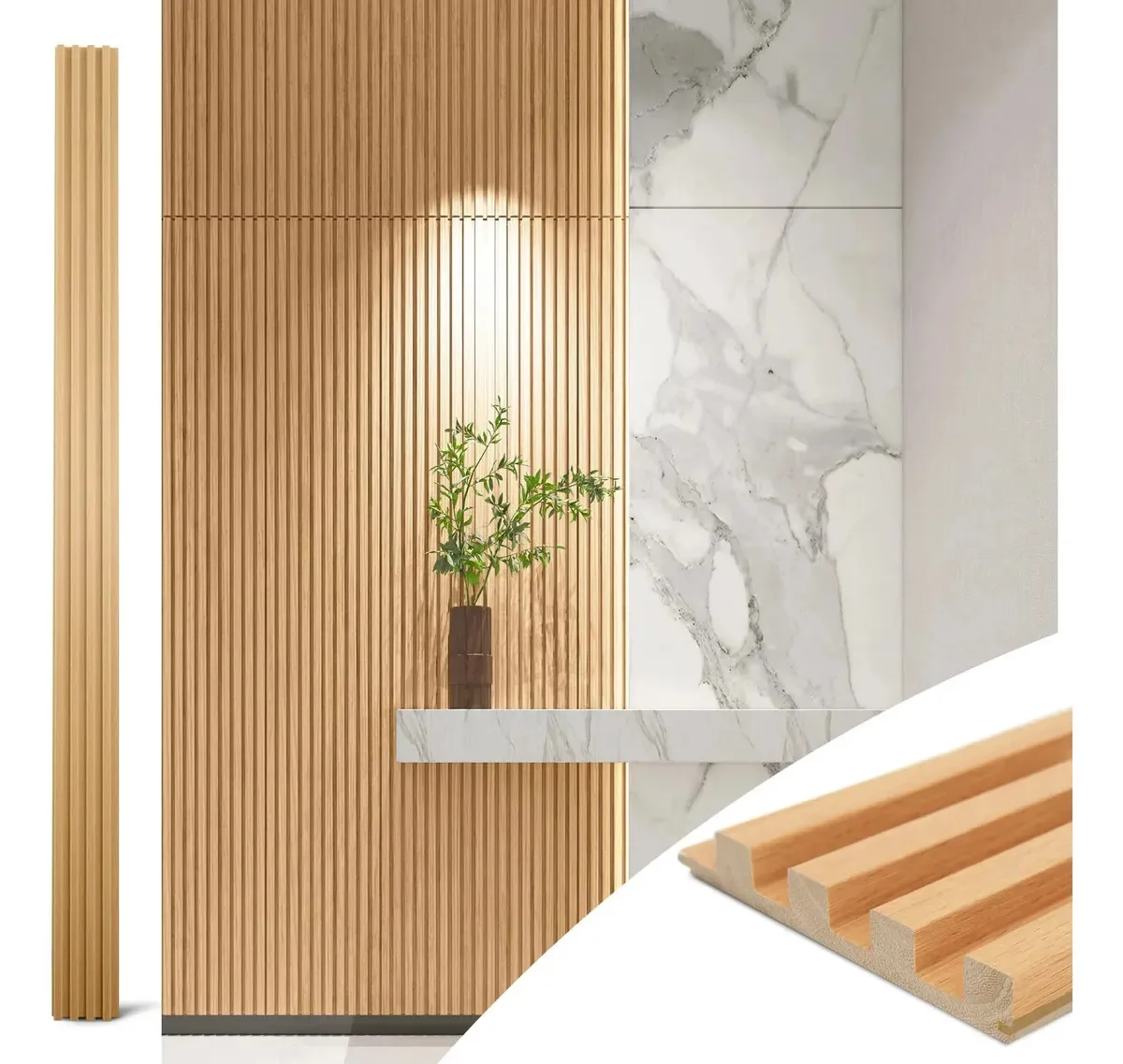 Painéis de parede de ripas de madeira Art3d para decoração. Madera