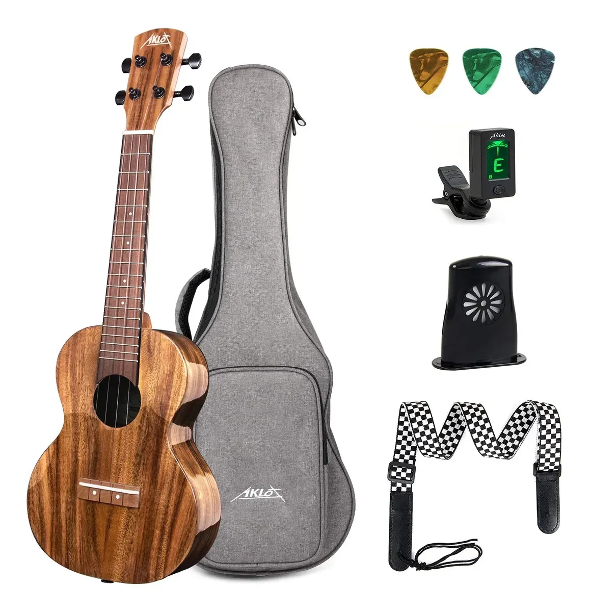 Ukulele de acácia completamente sólido Aklot, ukulele com