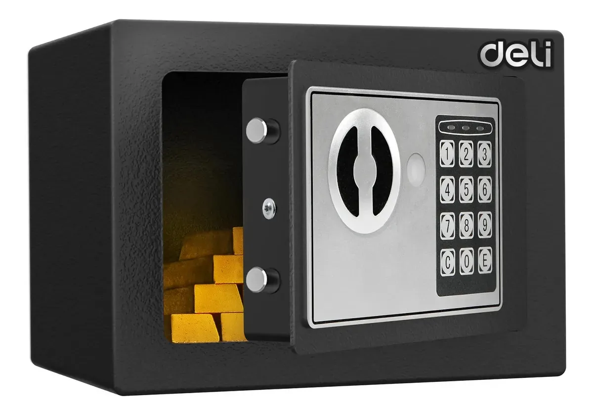 Cofre Eletrônico Deli Com Senha E Chave Compacto