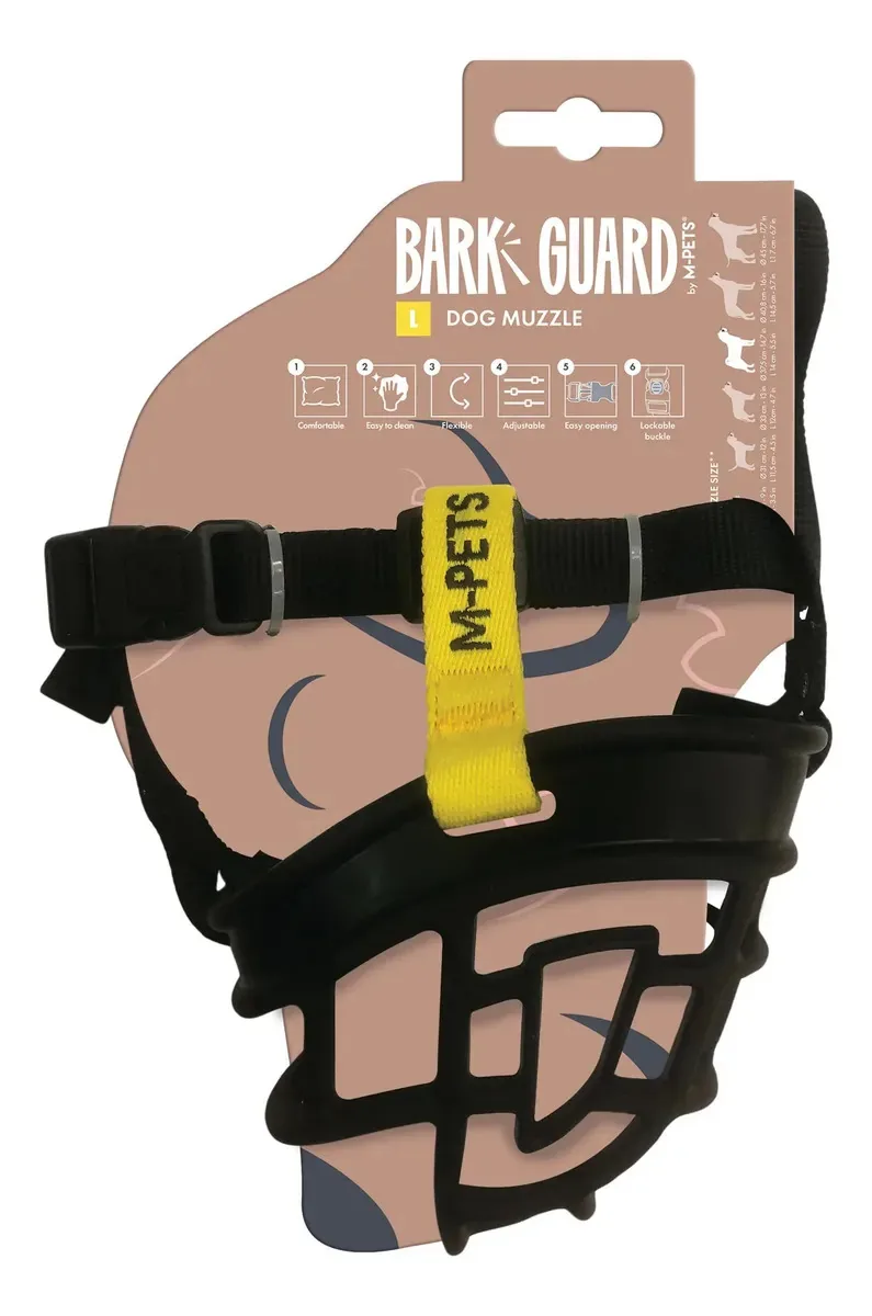 Focinho para cães Bark M-pets L preto/amarelo