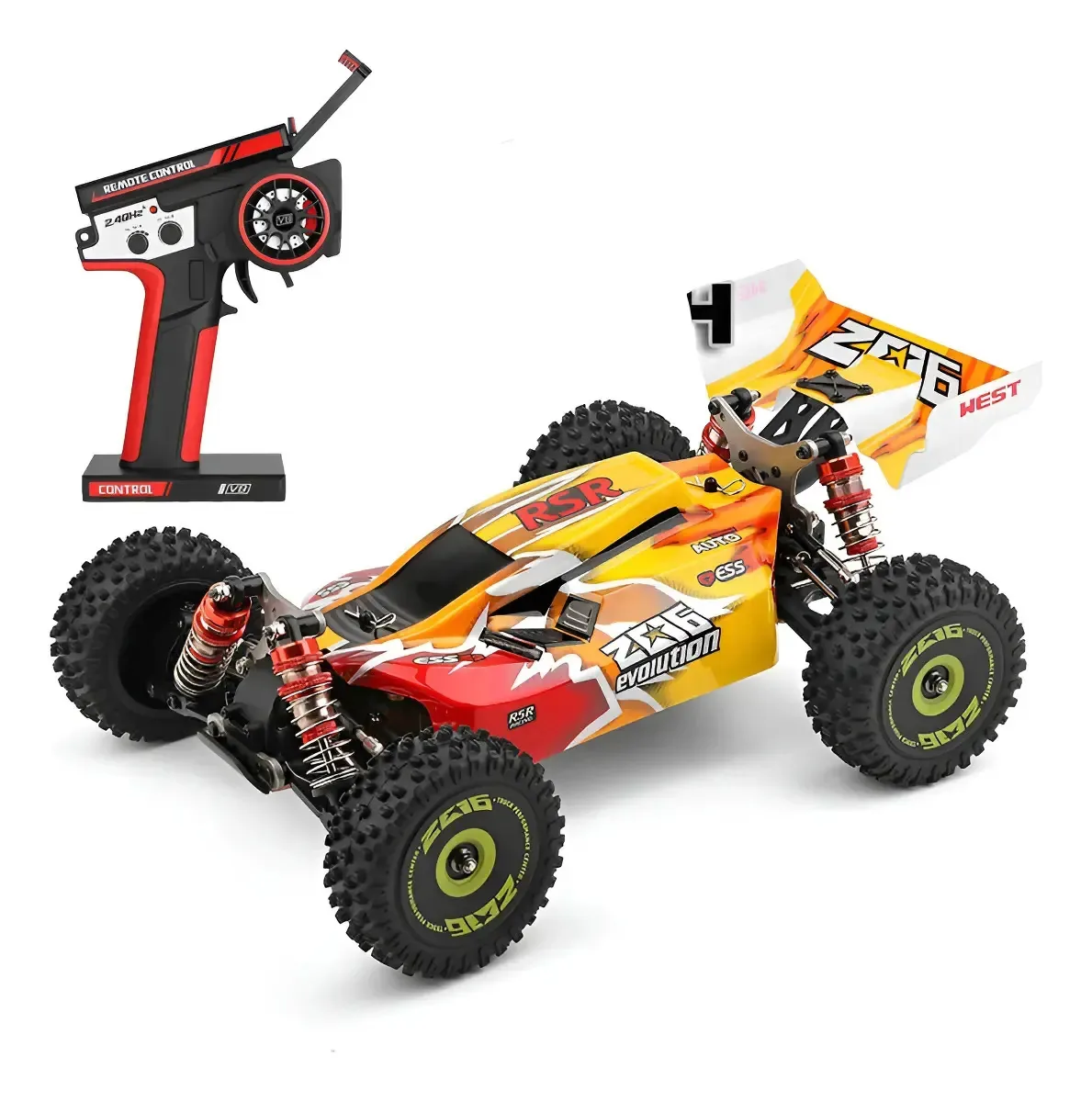 Carrinho De Controle Buggy Wltoys 144010 Brushless 4x4 Amare Amarelo