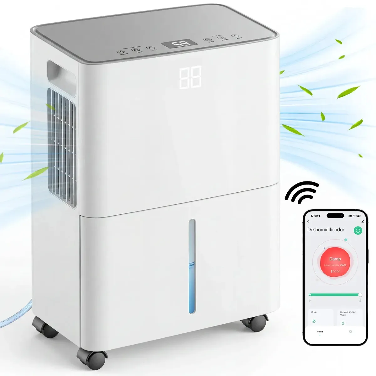 Desumidificador de umidade portátil Welikera Wifi 8l Ruedas