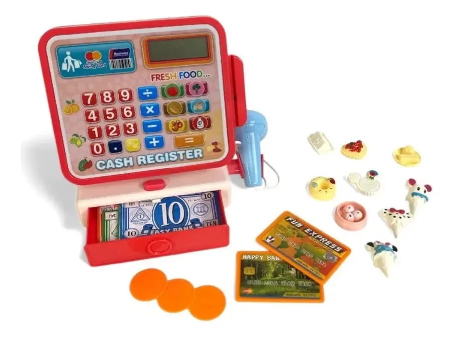 Caixa registradora de confeitaria com acessórios e som 952 Multicolor
