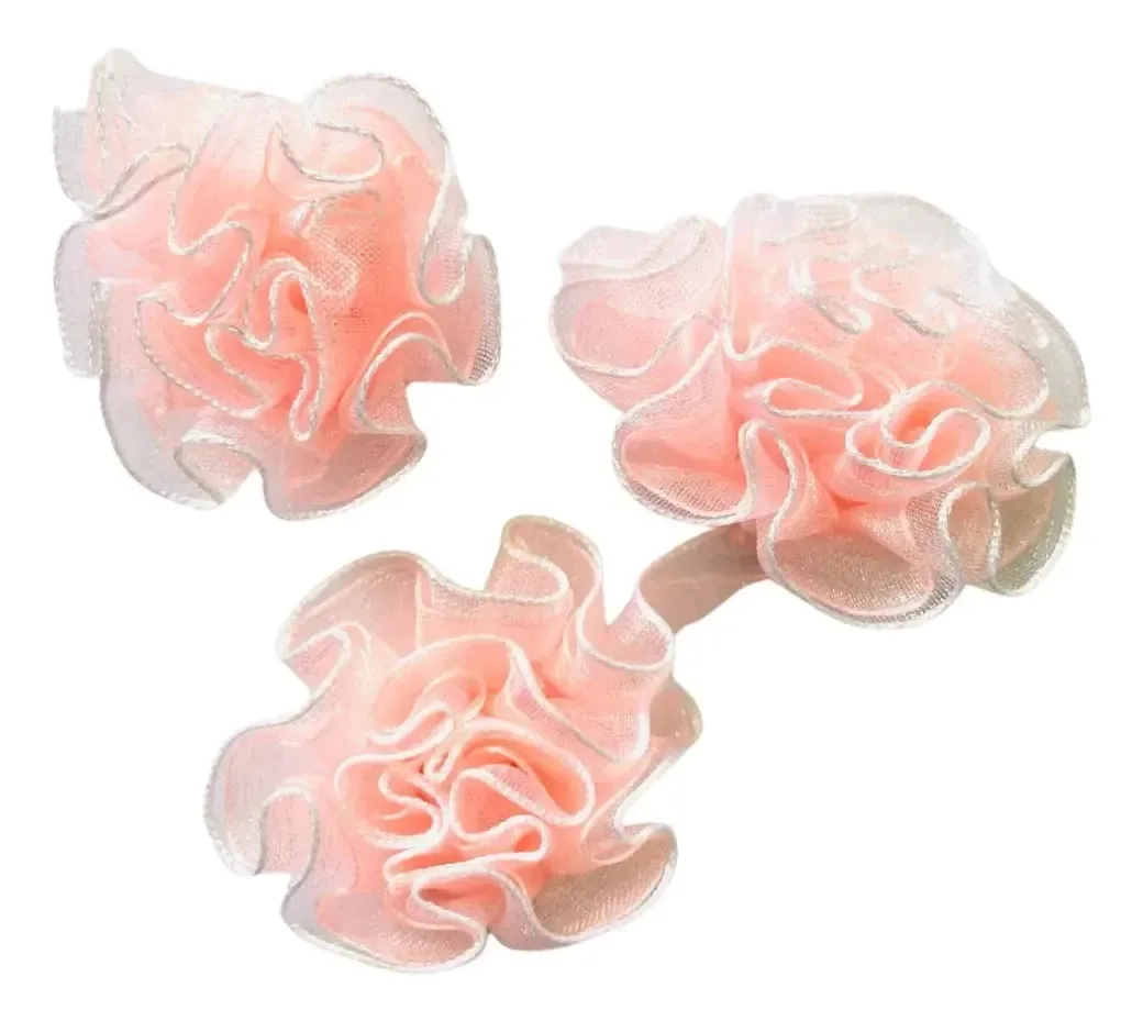 100 Flor Rococó 3cm Cor Rosa-claro