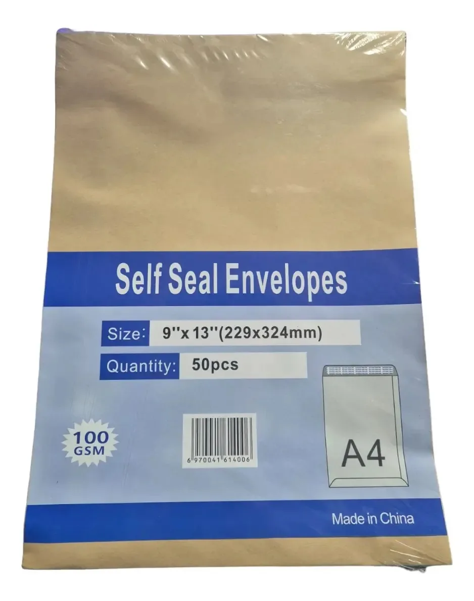 Envelopes Manila Kraft A4 23x32cm. Pacote X50