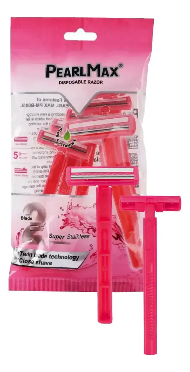 Aparelho Barbear Feminino Pearlmax 2 Laminas Kit 5 Unidades