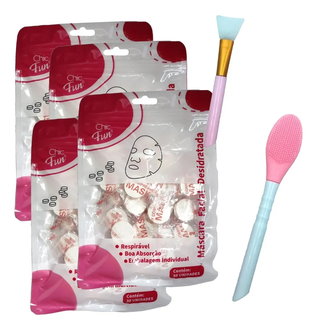 120u Máscara Descartável Desidratada E Pincel Limpeza Facial