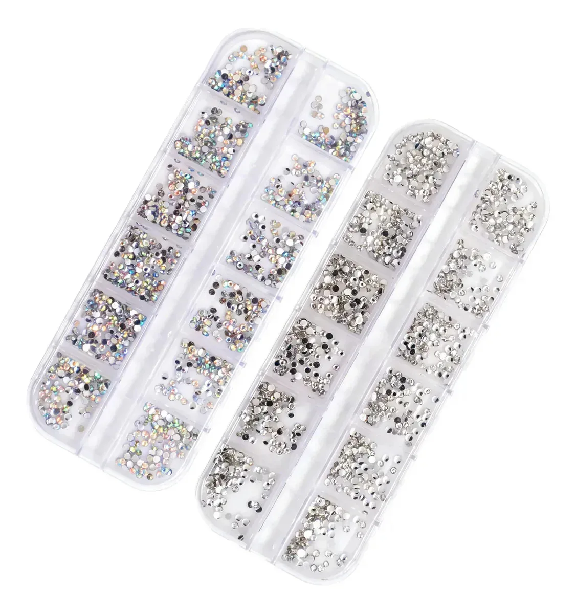 2cx Strass Unha Decoração Nail Brilhante Cor Ab Transparente Mix