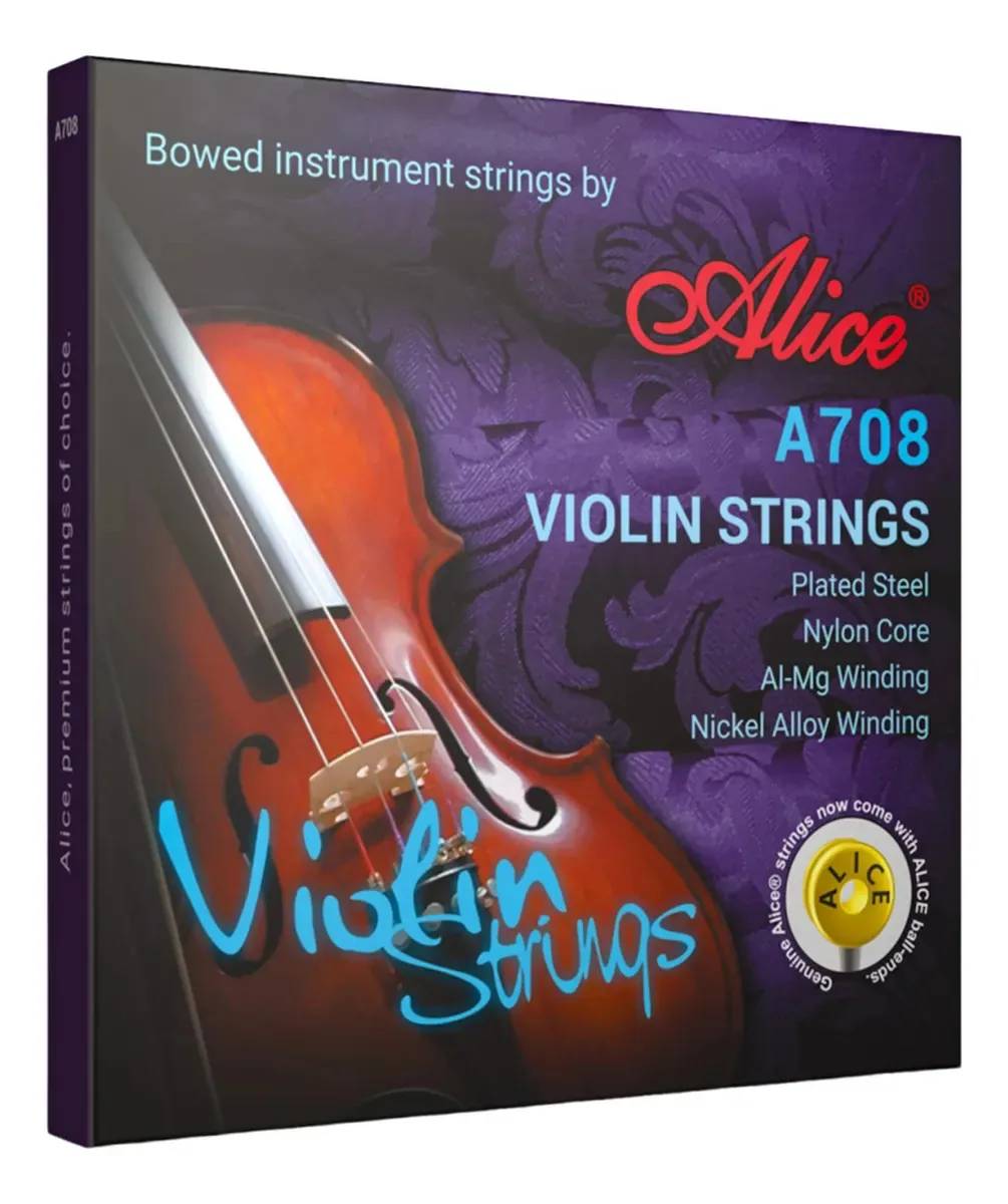 Alice - Cordas de violino 4/4, conjunto completo de cordas D