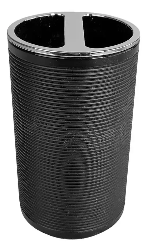 Copo porta-escovas de dentes de plástico preto