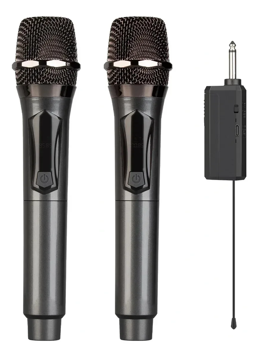 Depusheng Lk2 Microfones Sem Fio Duplo Profissional Dinâmico Preto