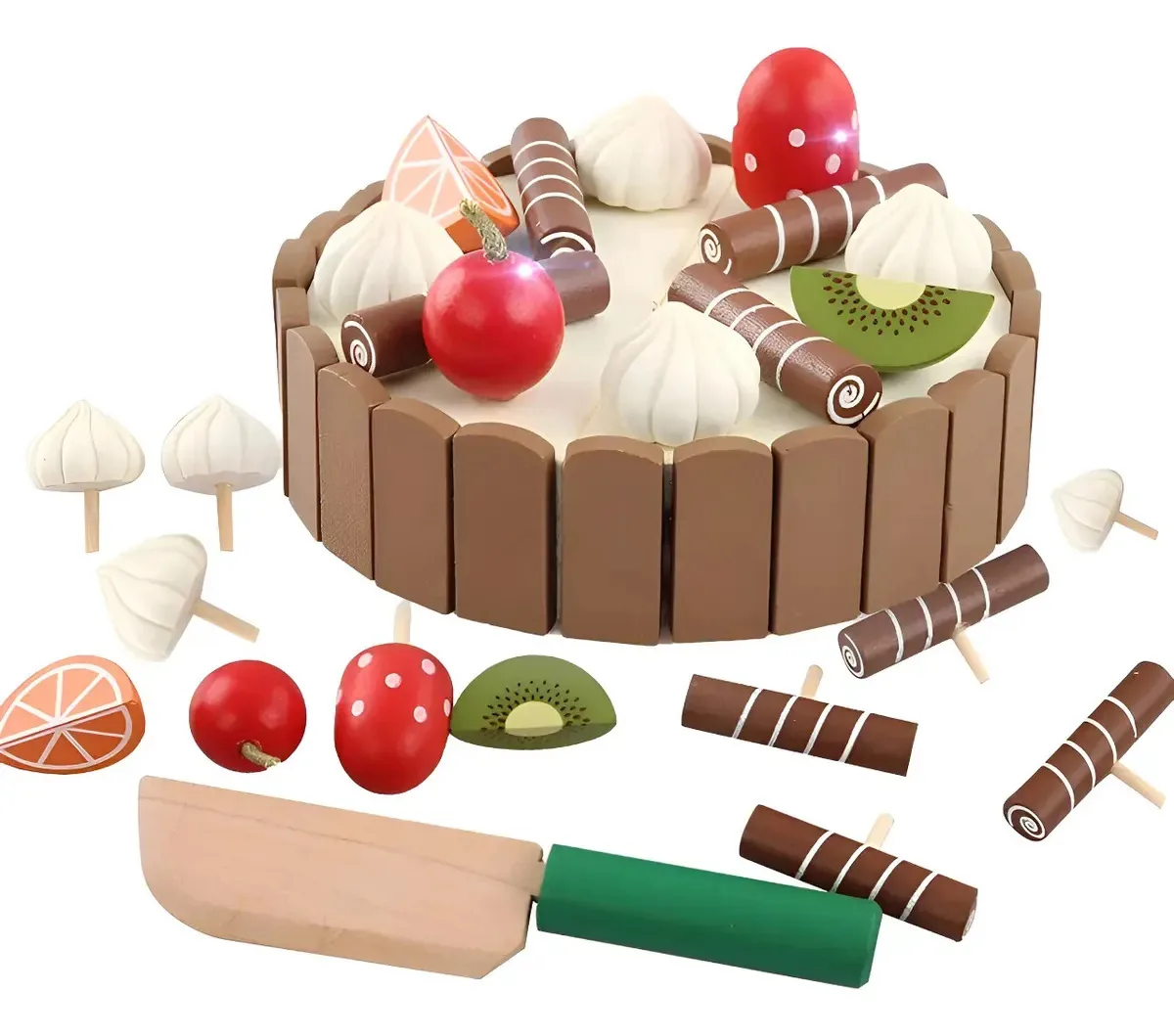 Mini Bolo Magnético Madeira Cortável Brinquedo Didático