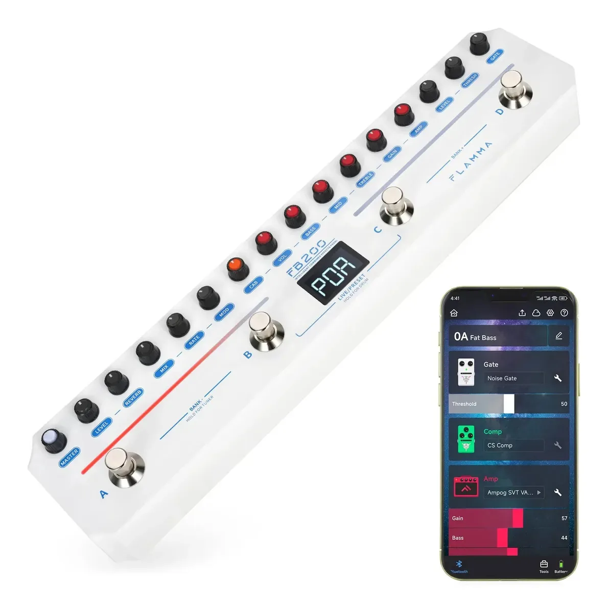 Pedal inteligente de múltiplos efeitos Flamma Fb200 para baixo com P