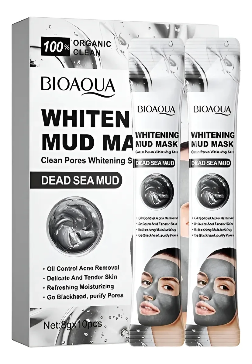 Conjunto de máscaras faciais X10 Bioaqua Poros Oil Control Tipo de Pele Lama do Mar Morto