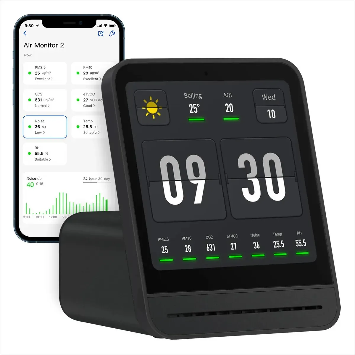 Reloj de mesa digital Qingping CGS2 - Preto