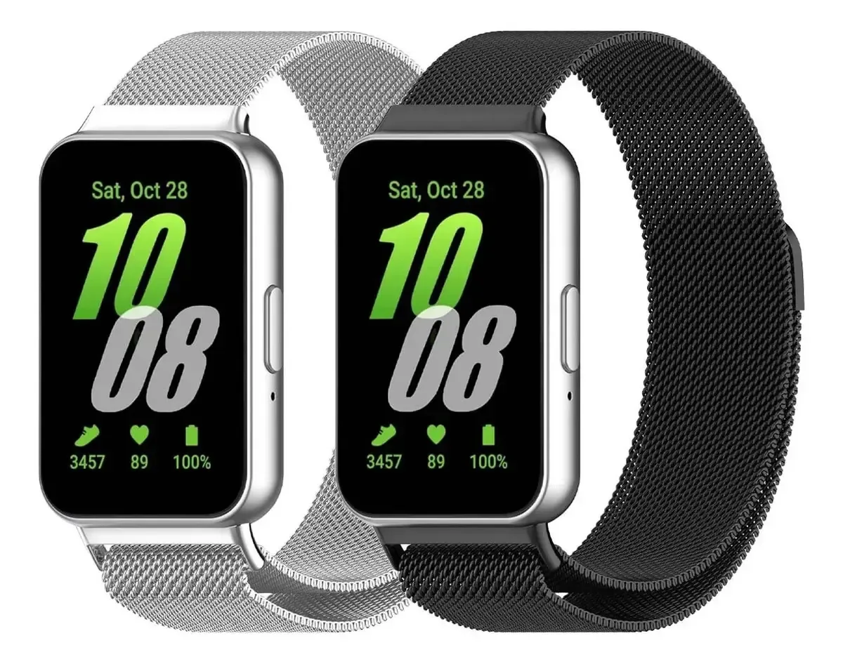 2 Pulseiras Aço Milanês Para Samsung Galaxy Fit 3 Cor Grupo A